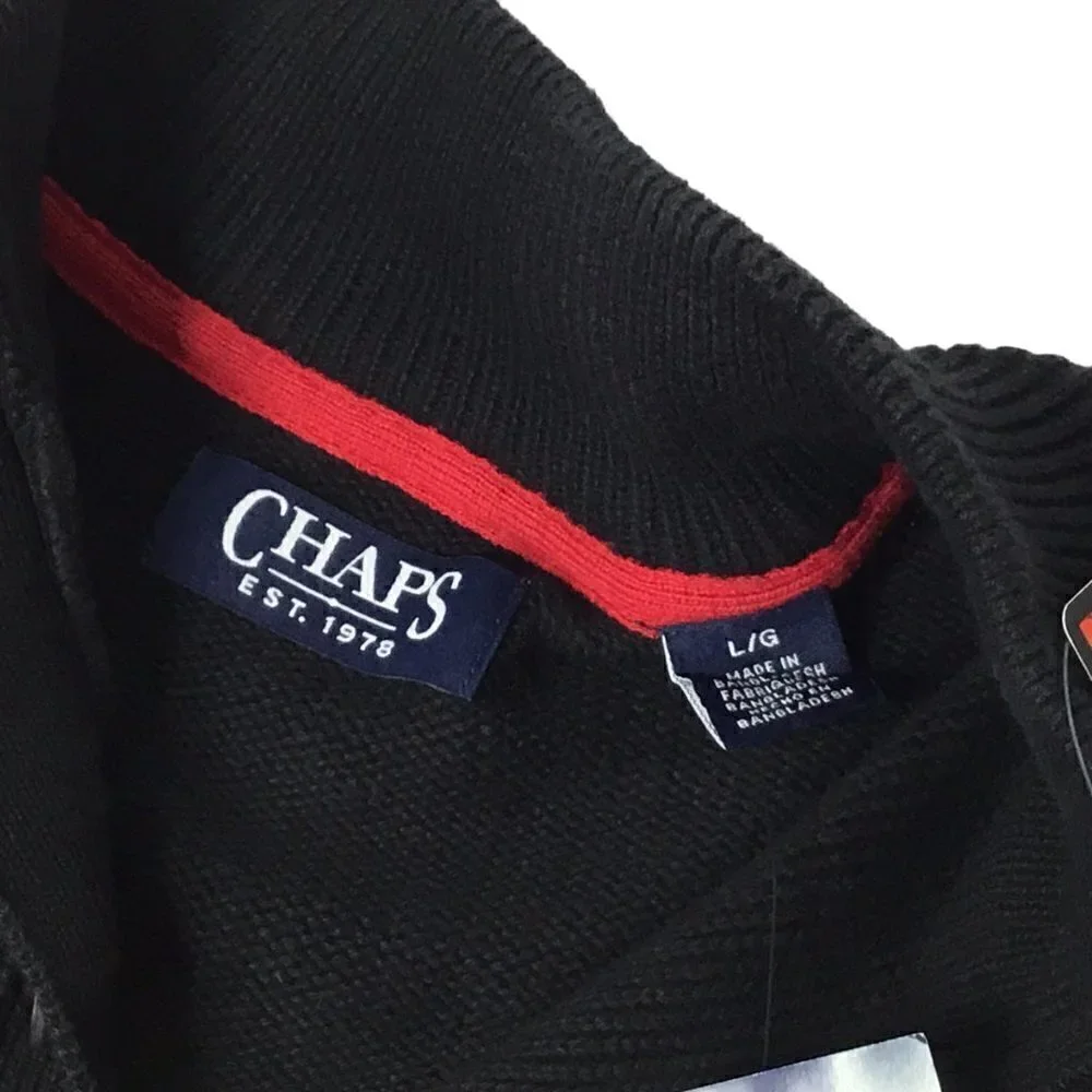 Chaps NWT Polar Bear Pullover Black Size L Fair Isle Snowflake Winter Christmas